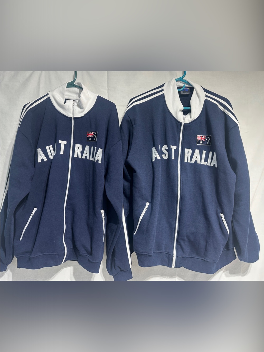 Lot of 2 Vintage Australia Full-Zip Track Jackets / Fleece Sweatshirts Men's XL